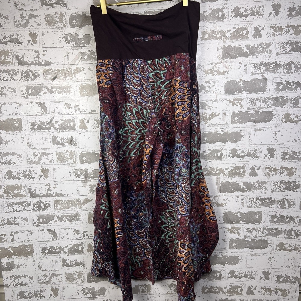Cotton Harem Pants Sz L Boho Moroccan Peacock Mandala Earth Tones Aladdin Dhoti